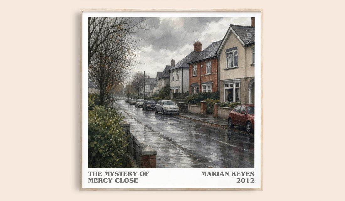 The Mystery of Mercy Close literary book poster by Marian Keyes – framed literary art print