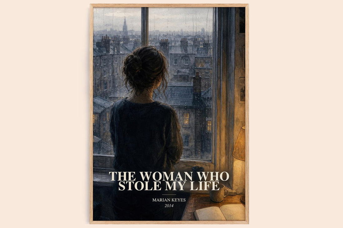 The Woman Who Stole My Life watercolour book poster by Marian Keyes – framed literary art print