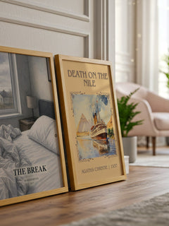 The Break watercolour print framed by window – literary home decor