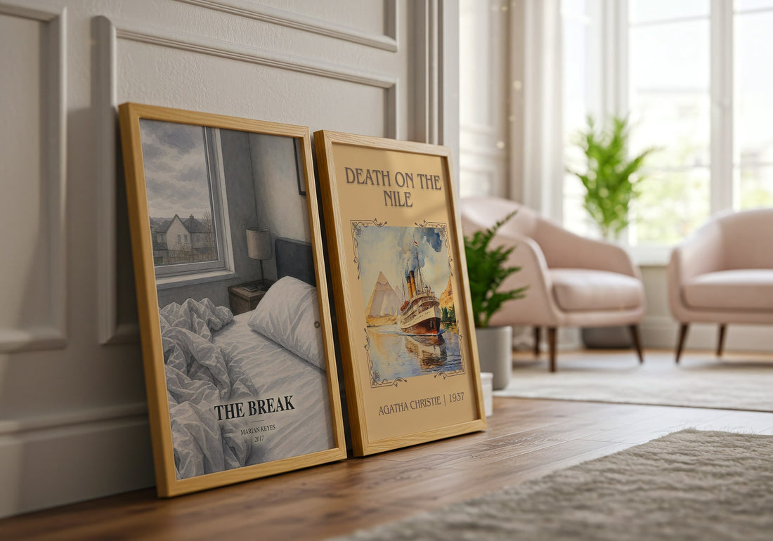 The Break watercolour print framed by window – literary home decor