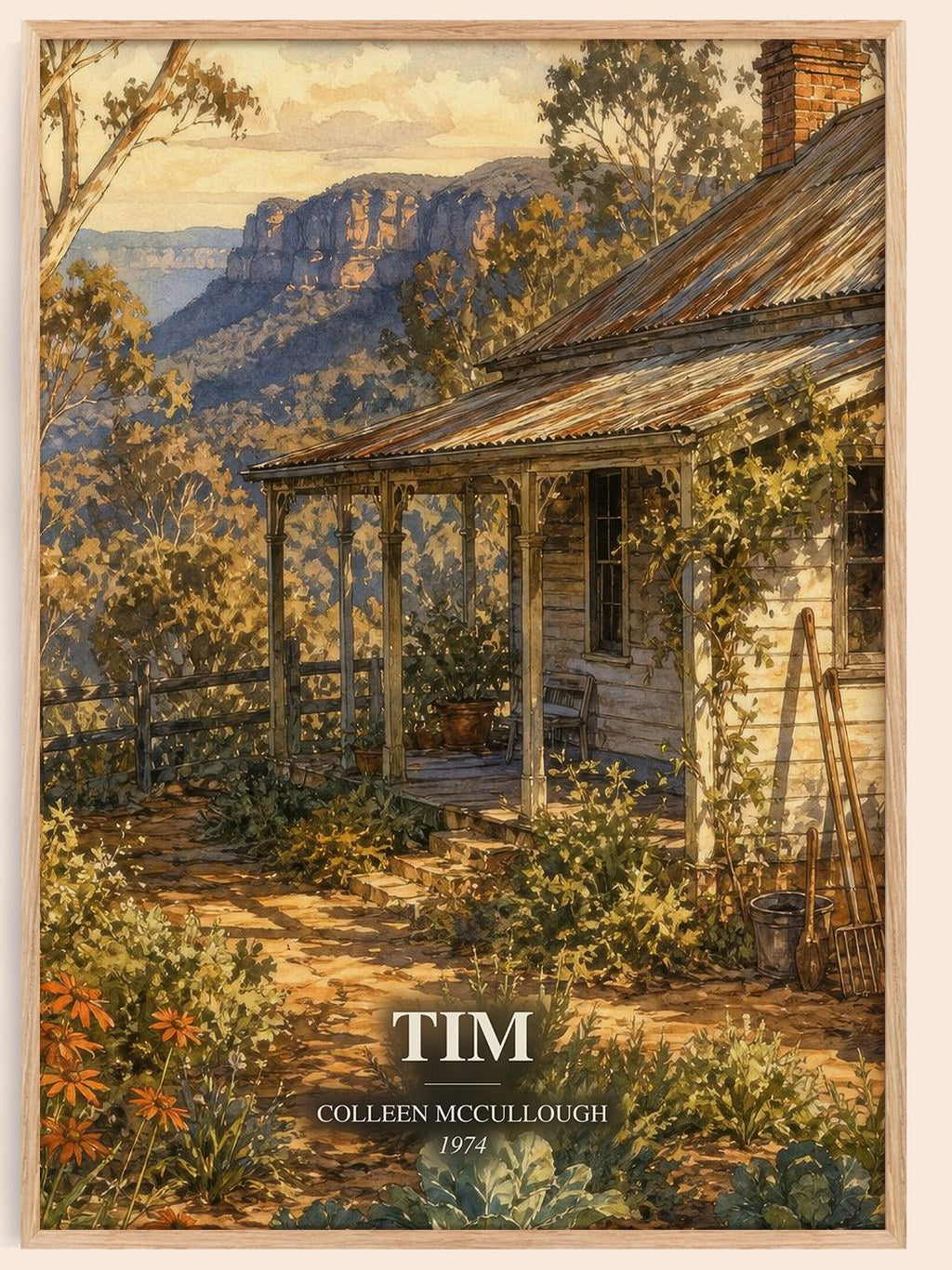 Tim watercolour book poster by Colleen McCullough – framed literary art print