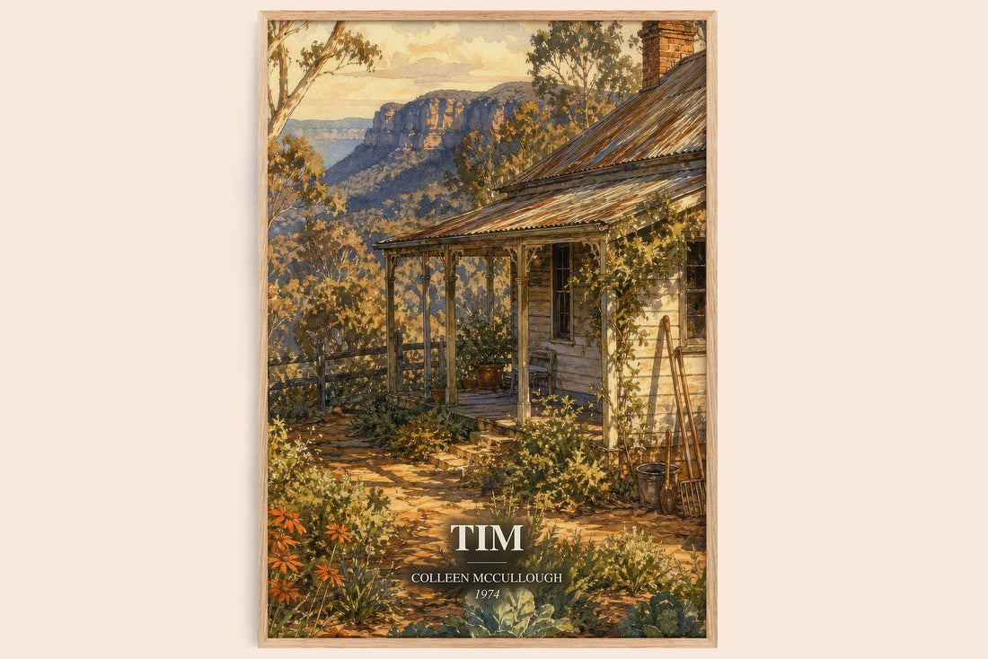 Tim watercolour book poster by Colleen McCullough – framed literary art print