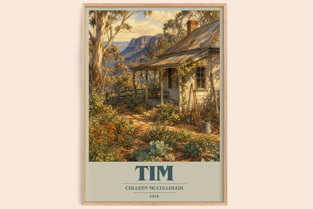 Tim book cover book poster by Colleen McCullough – framed literary art print