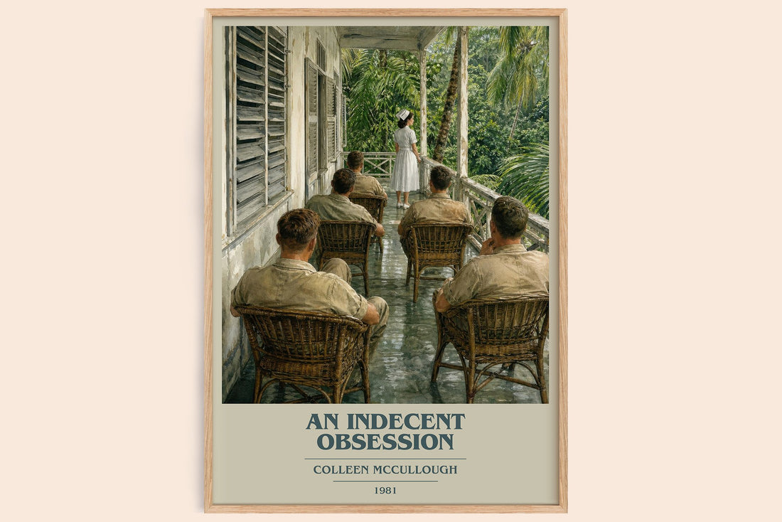 An Indecent Obsession book cover book poster by Colleen McCullough – framed literary art print