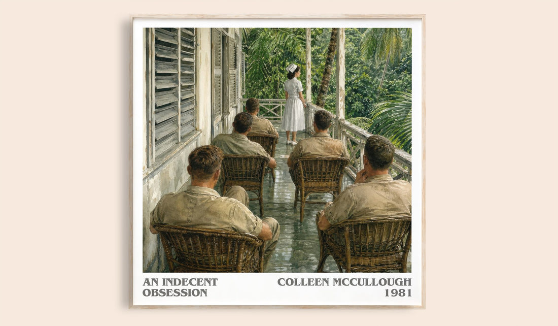An Indecent Obsession literary book poster by Colleen McCullough – framed literary art print