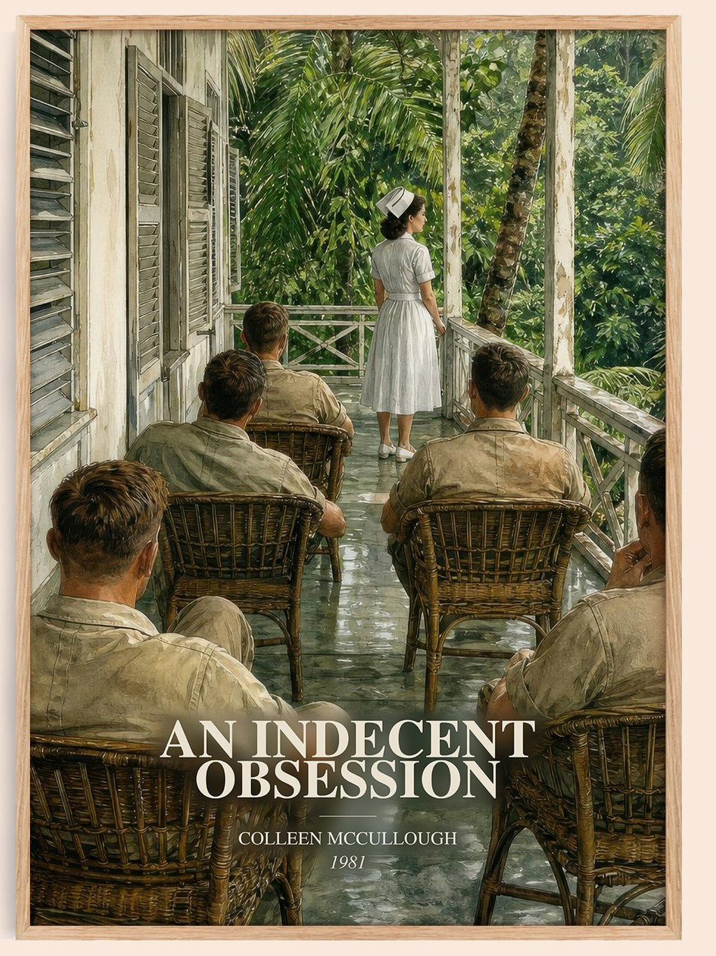 An Indecent Obsession watercolour book poster by Colleen McCullough – framed literary art print