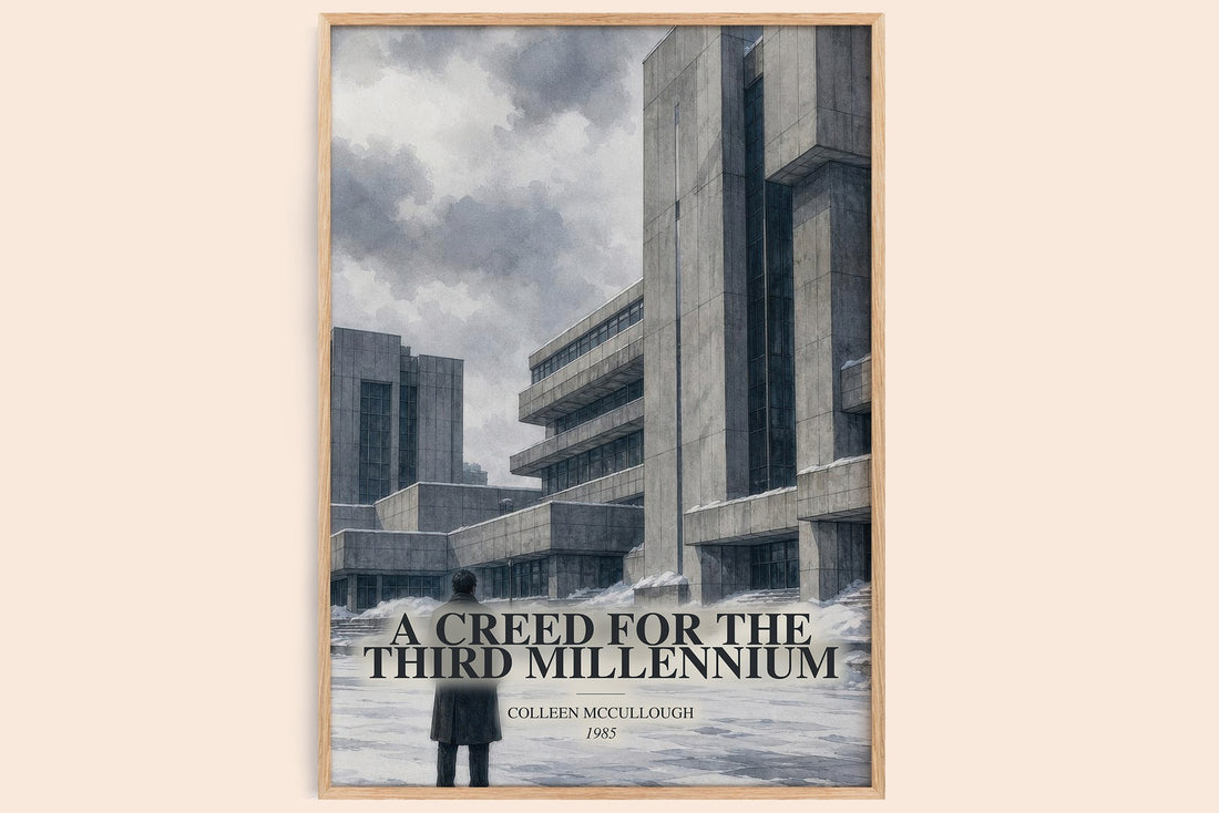 A Creed for the Third Millennium watercolour book poster by Colleen McCullough – framed literary art print