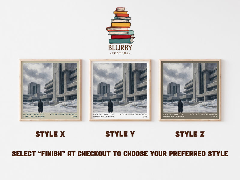 A Creed for the Third Millennium literary print in frame leaning in hallway – dystopian wall art