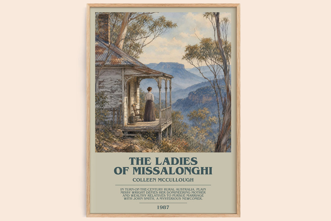 The Ladies of Missalonghi bookish book poster by Colleen McCullough – framed literary art print