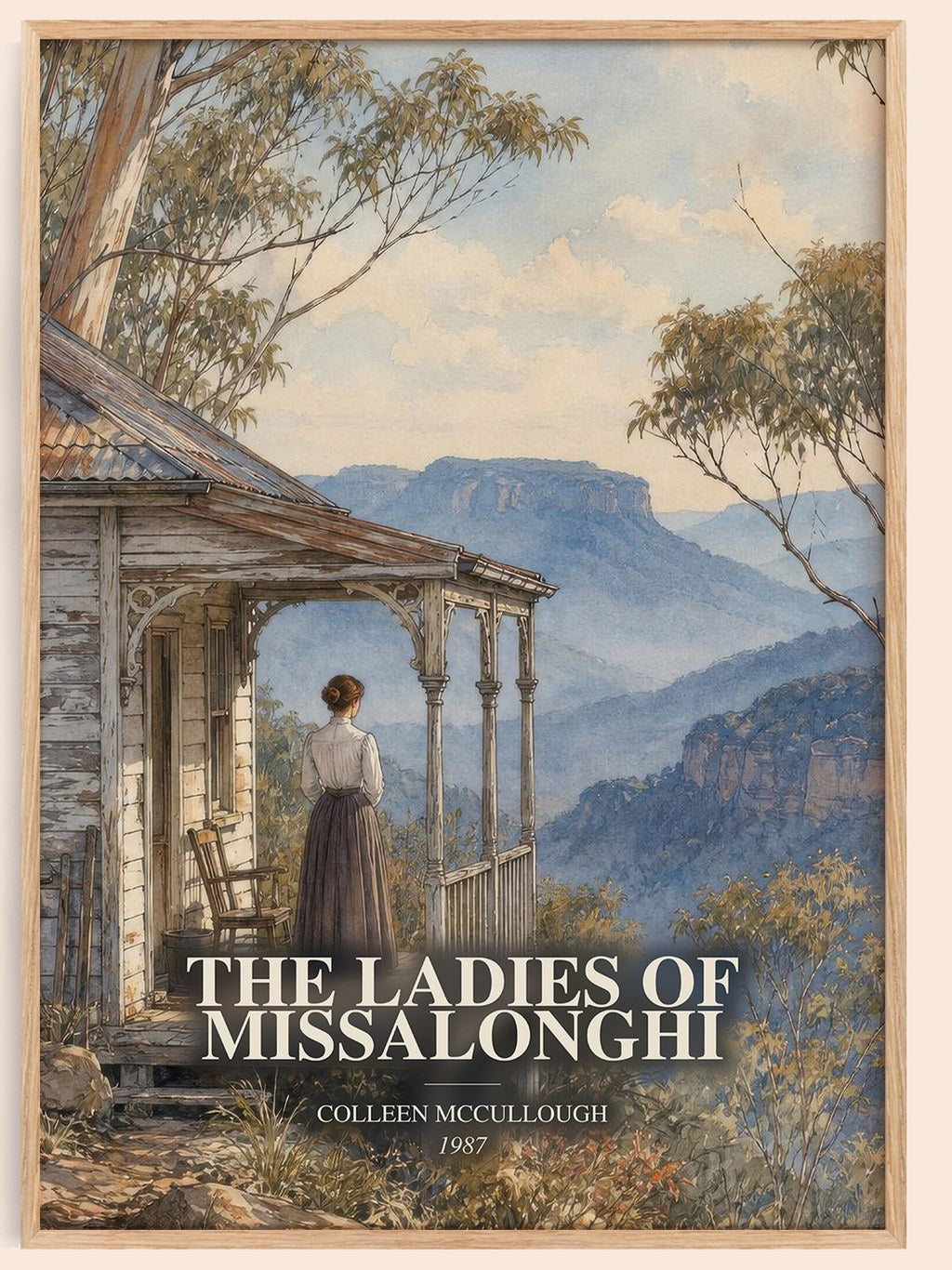 The Ladies of Missalonghi watercolour book poster by Colleen McCullough – framed literary art print