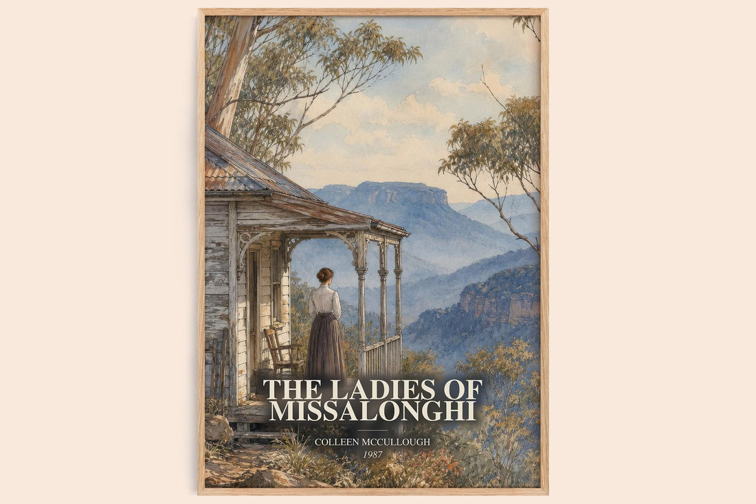 The Ladies of Missalonghi watercolour book poster by Colleen McCullough – framed literary art print