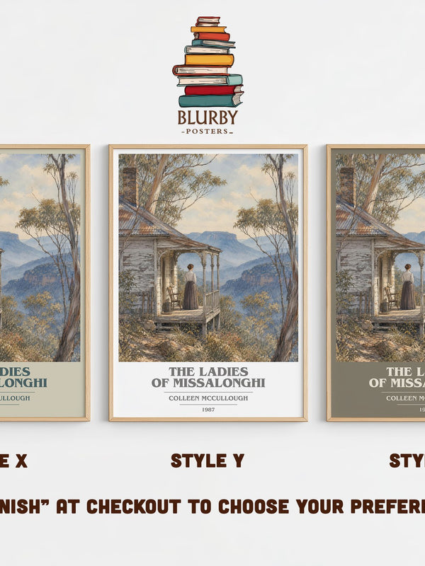 The Ladies of Missalonghi book cover print in frame leaning in hallway – romance wall art