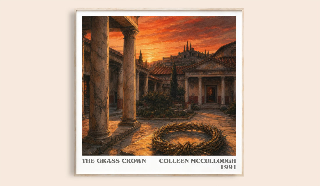 The Grass Crown literary book poster by Colleen McCullough – framed literary art print