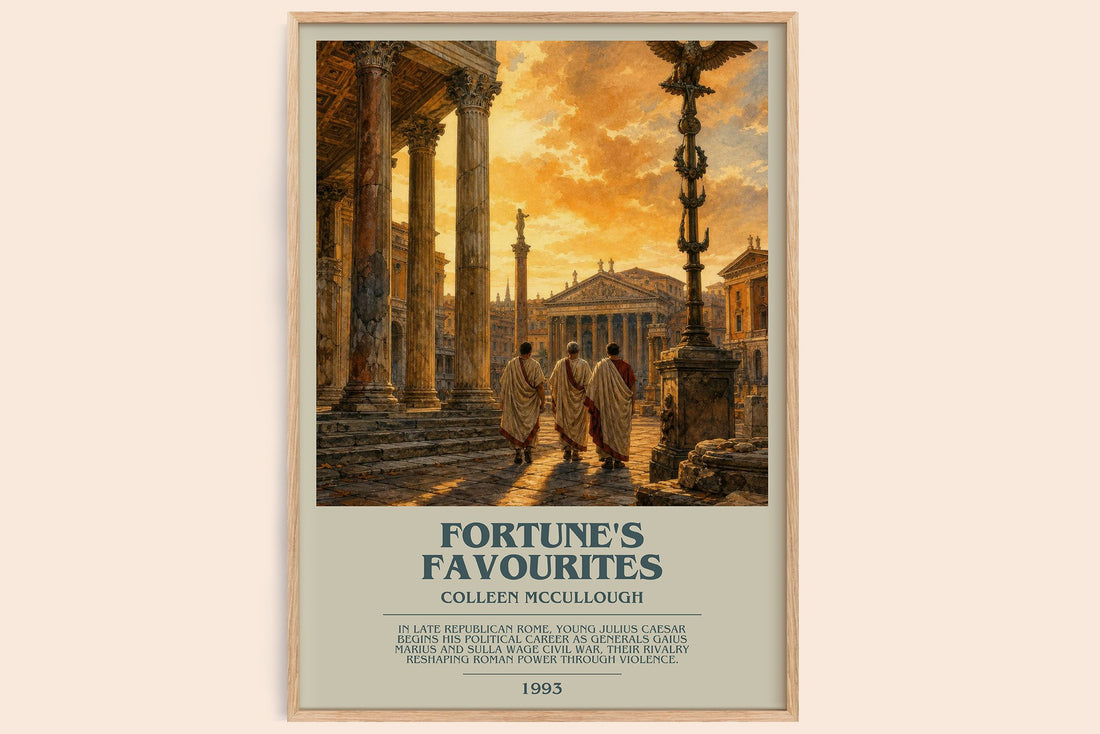 Fortune's Favourites bookish book poster by Colleen McCullough – framed literary art print