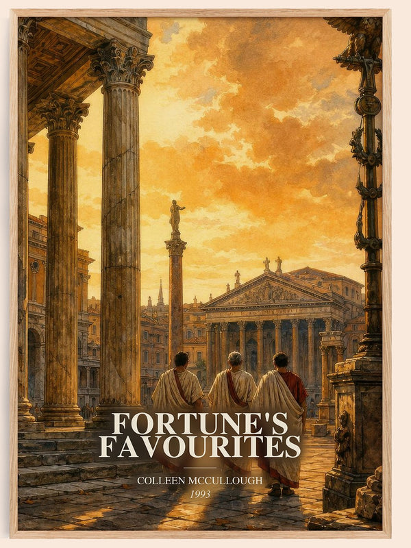 Fortune's Favourites watercolour book poster by Colleen McCullough – framed literary art print