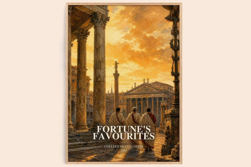 Fortune's Favourites watercolour book poster by Colleen McCullough – framed literary art print