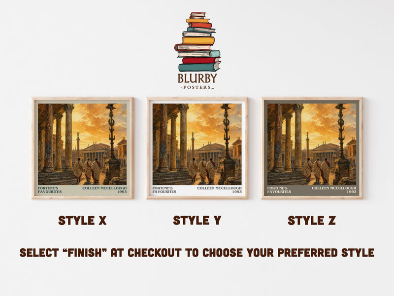 Fortune's Favourites literary print in frame leaning in hallway – historical fiction wall art