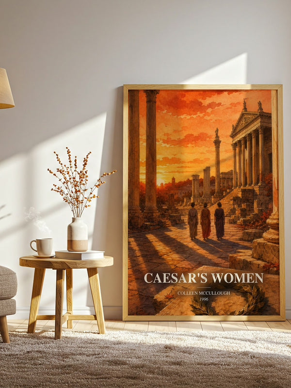 Caesar's Women watercolour print in frame leaning in hallway – historical fiction wall art