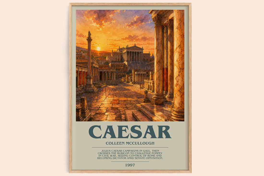 Caesar bookish book poster by Colleen McCullough – framed literary art print