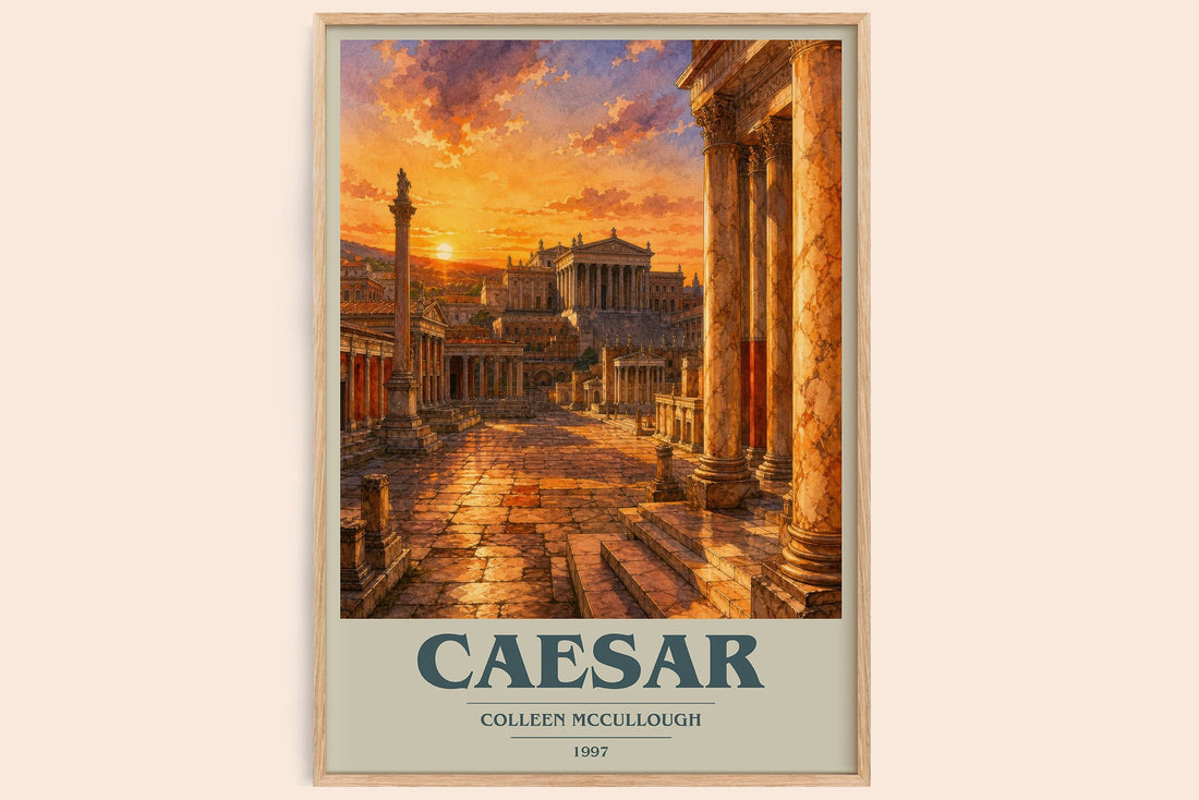 Caesar book cover book poster by Colleen McCullough – framed literary art print