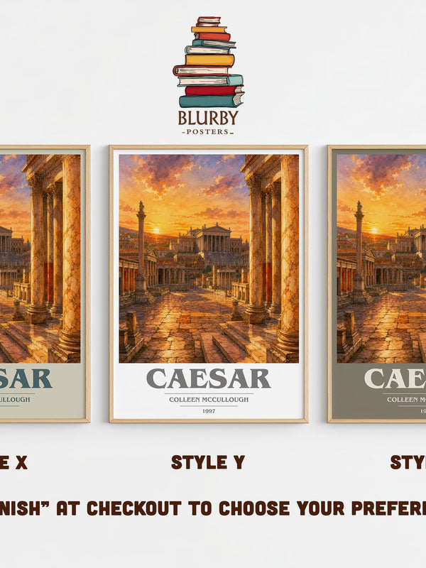 Caesar book cover print in frame leaning in hallway – historical fiction wall art