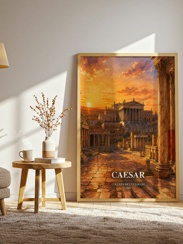 Caesar watercolour print in frame leaning in hallway – historical fiction wall art