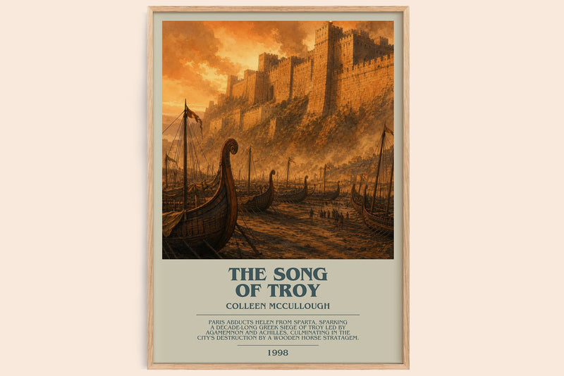The Song of Troy bookish book poster by Colleen McCullough – framed literary art print