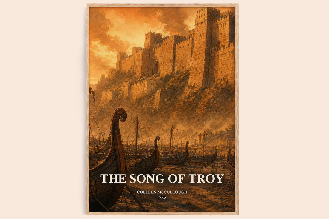 The Song of Troy watercolour book poster by Colleen McCullough – framed literary art print
