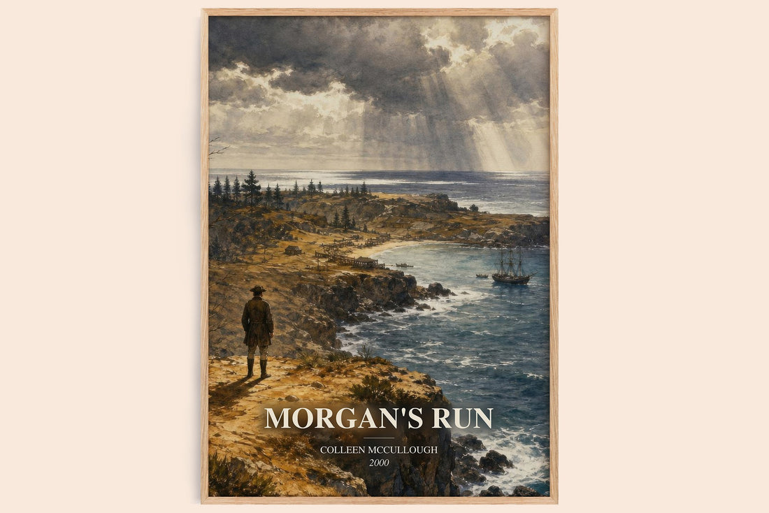 Morgan's Run watercolour book poster by Colleen McCullough – framed literary art print