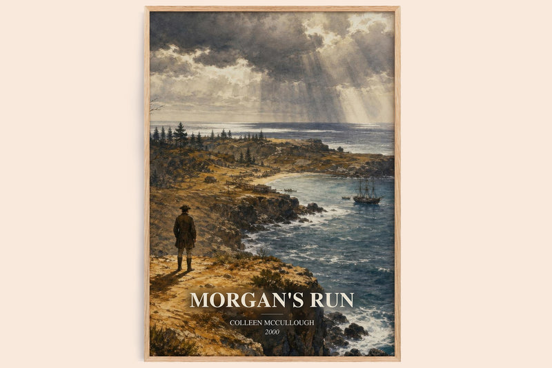 Morgan's Run watercolour book poster by Colleen McCullough – framed literary art print