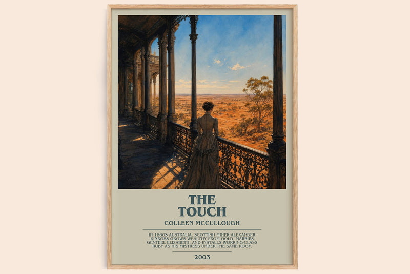 The Touch bookish book poster by Colleen McCullough – framed literary art print