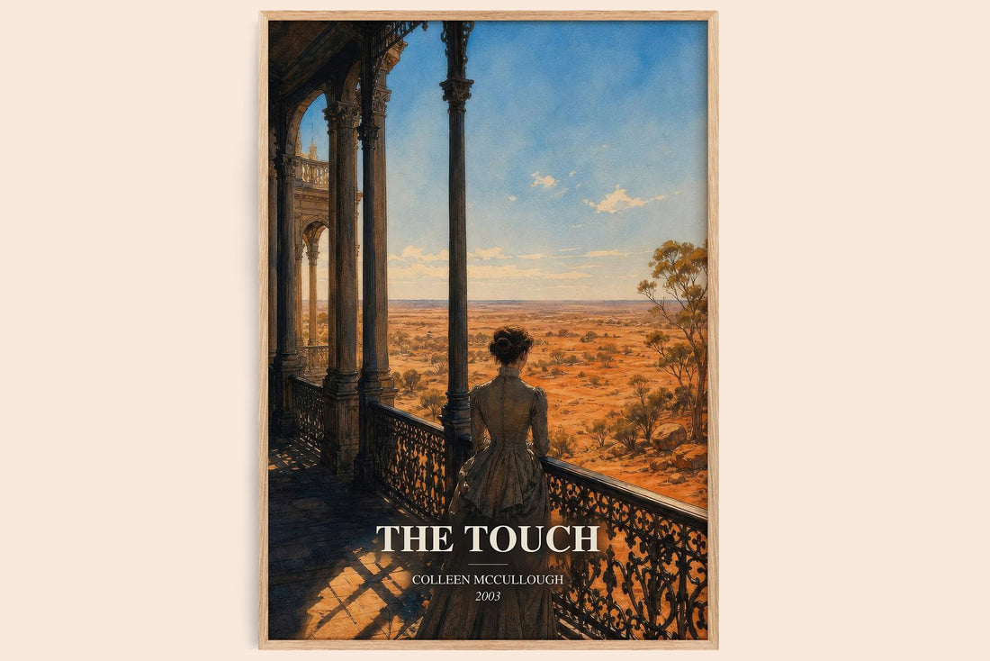The Touch watercolour book poster by Colleen McCullough – framed literary art print