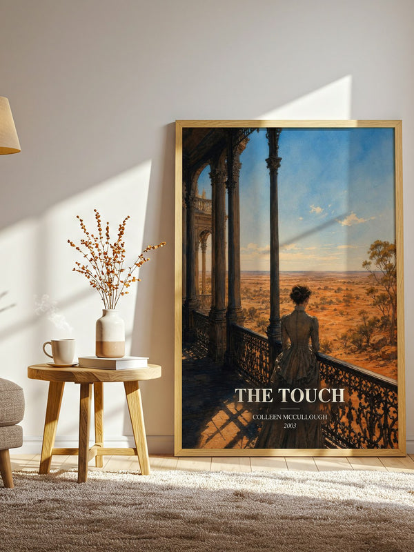 The Touch watercolour print in frame leaning in hallway – literary fiction wall art