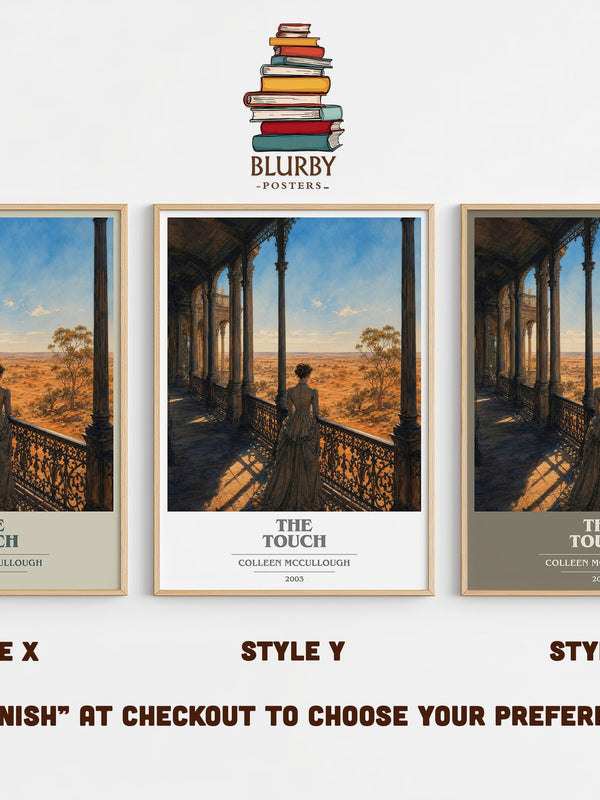 The Touch book cover print in frame leaning in hallway – literary fiction wall art