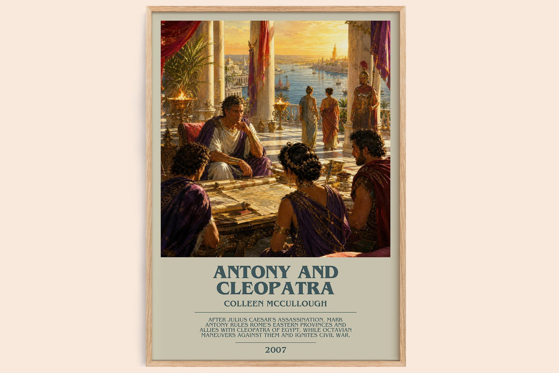 Antony and Cleopatra bookish book poster by Colleen McCullough – framed literary art print