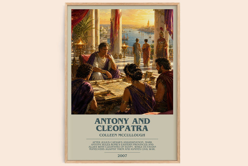 Antony and Cleopatra bookish book poster by Colleen McCullough – framed literary art print