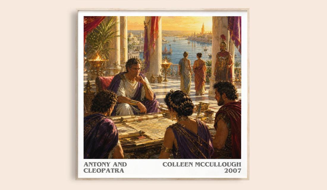 Antony and Cleopatra literary book poster by Colleen McCullough – framed literary art print