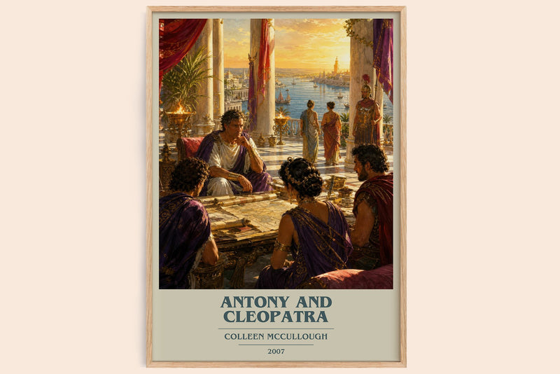 Antony and Cleopatra book cover book poster by Colleen McCullough – framed literary art print
