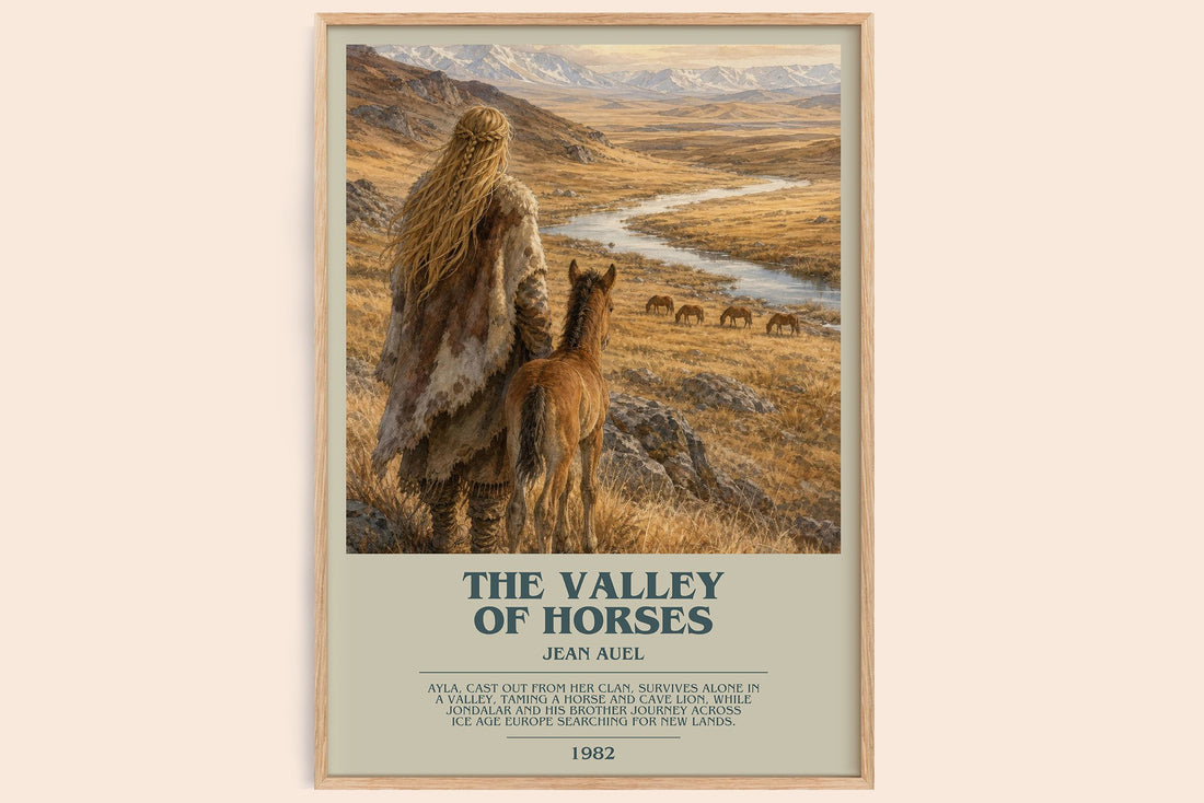 The Valley of Horses bookish book poster by Jean Auel – framed literary art print