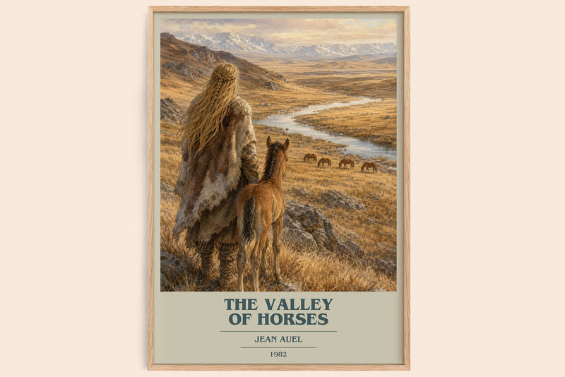 The Valley of Horses book cover book poster by Jean Auel – framed literary art print
