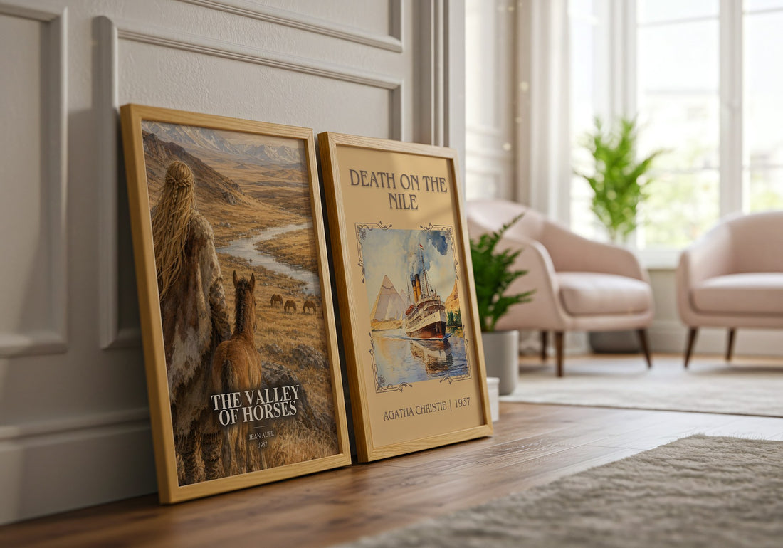 The Valley of Horses watercolour print framed by window – literary home decor