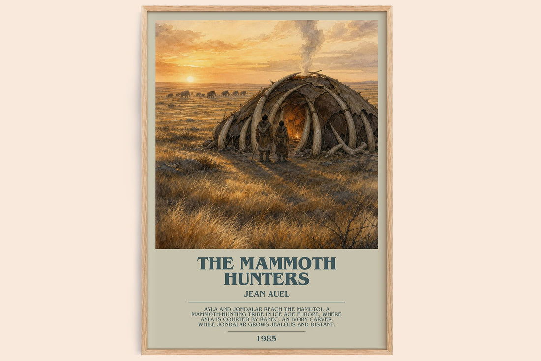 The Mammoth Hunters bookish book poster by Jean Auel – framed literary art print