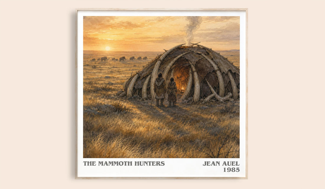The Mammoth Hunters literary book poster by Jean Auel – framed literary art print