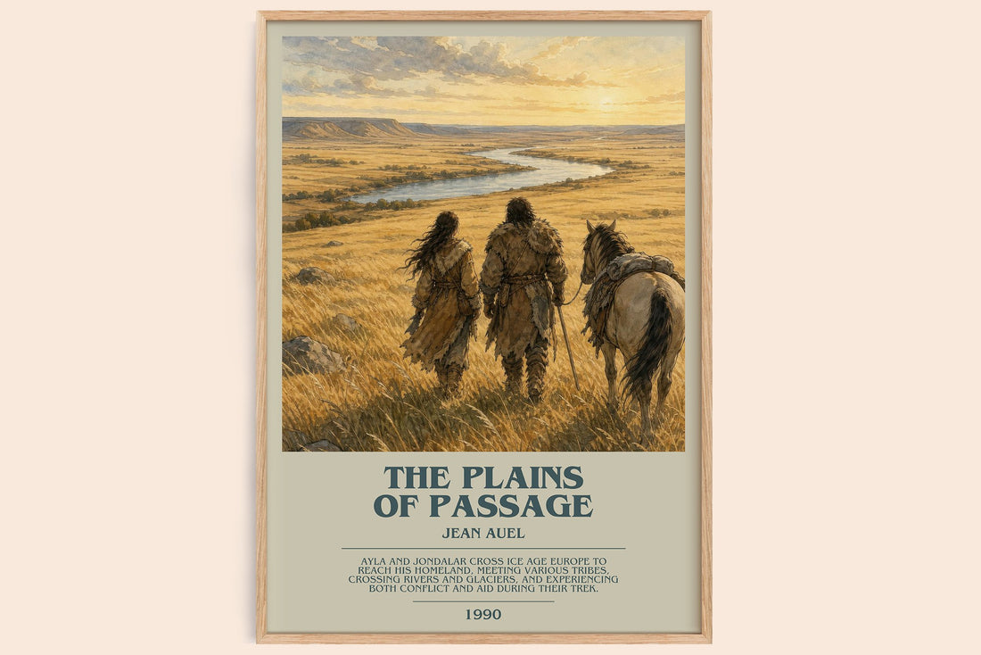The Plains of Passage bookish book poster by Jean Auel – framed literary art print