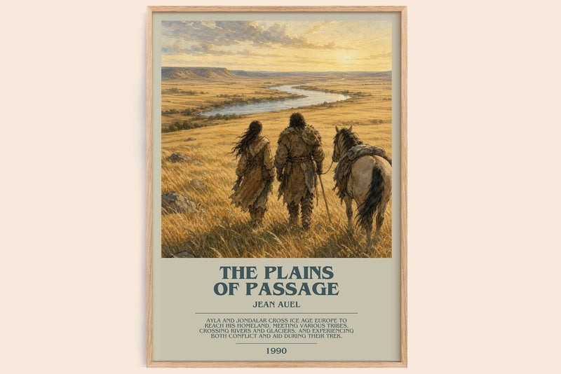 The Plains of Passage bookish book poster by Jean Auel – framed literary art print