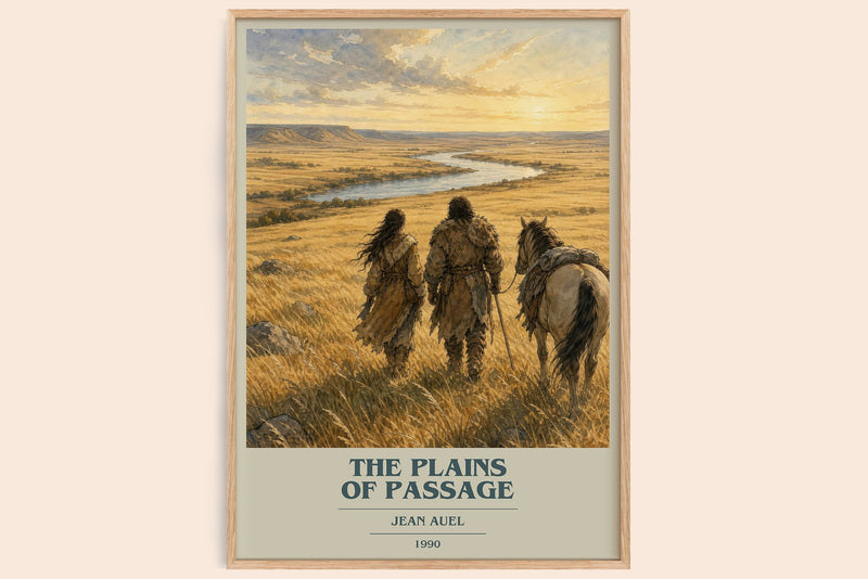The Plains of Passage book cover book poster by Jean Auel – framed literary art print