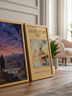 Rocannon's World watercolour print framed by window – literary home decor