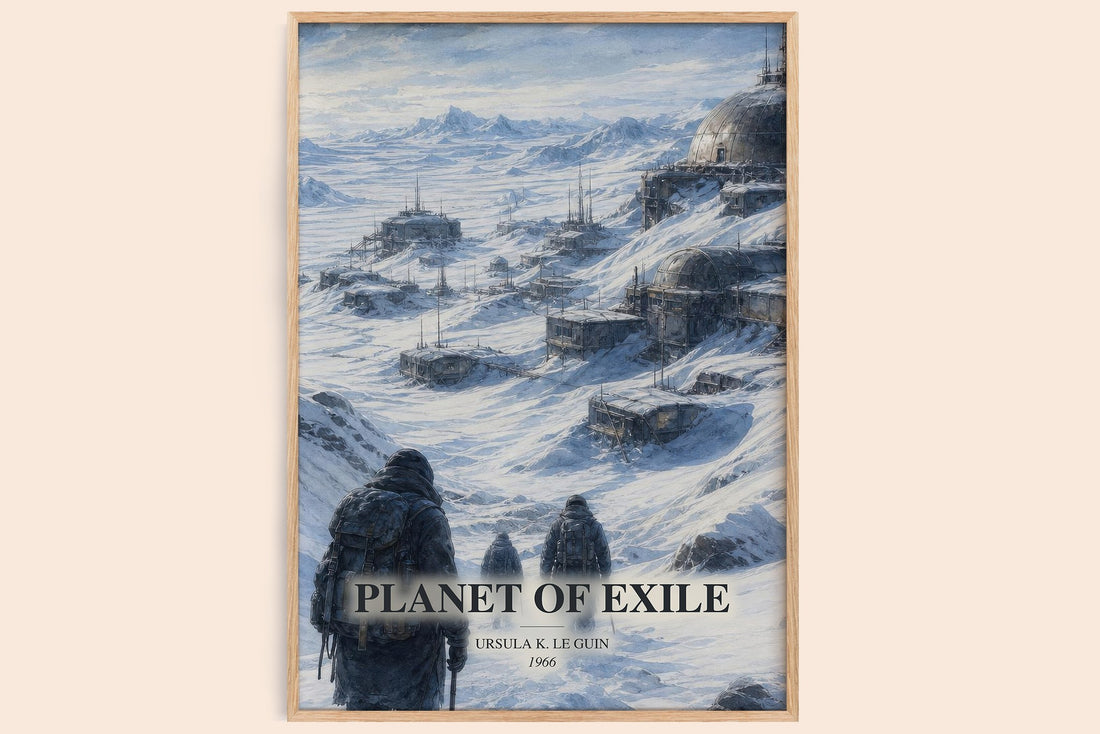 Planet of Exile watercolour book poster by Ursula K. Le Guin – framed literary art print