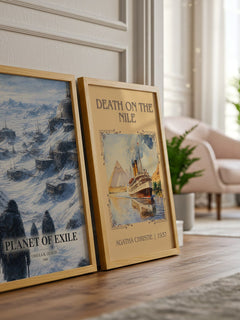 Planet of Exile watercolour print framed by window – literary home decor