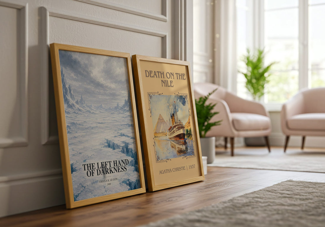 The Left Hand of Darkness watercolour print framed by window – literary home decor